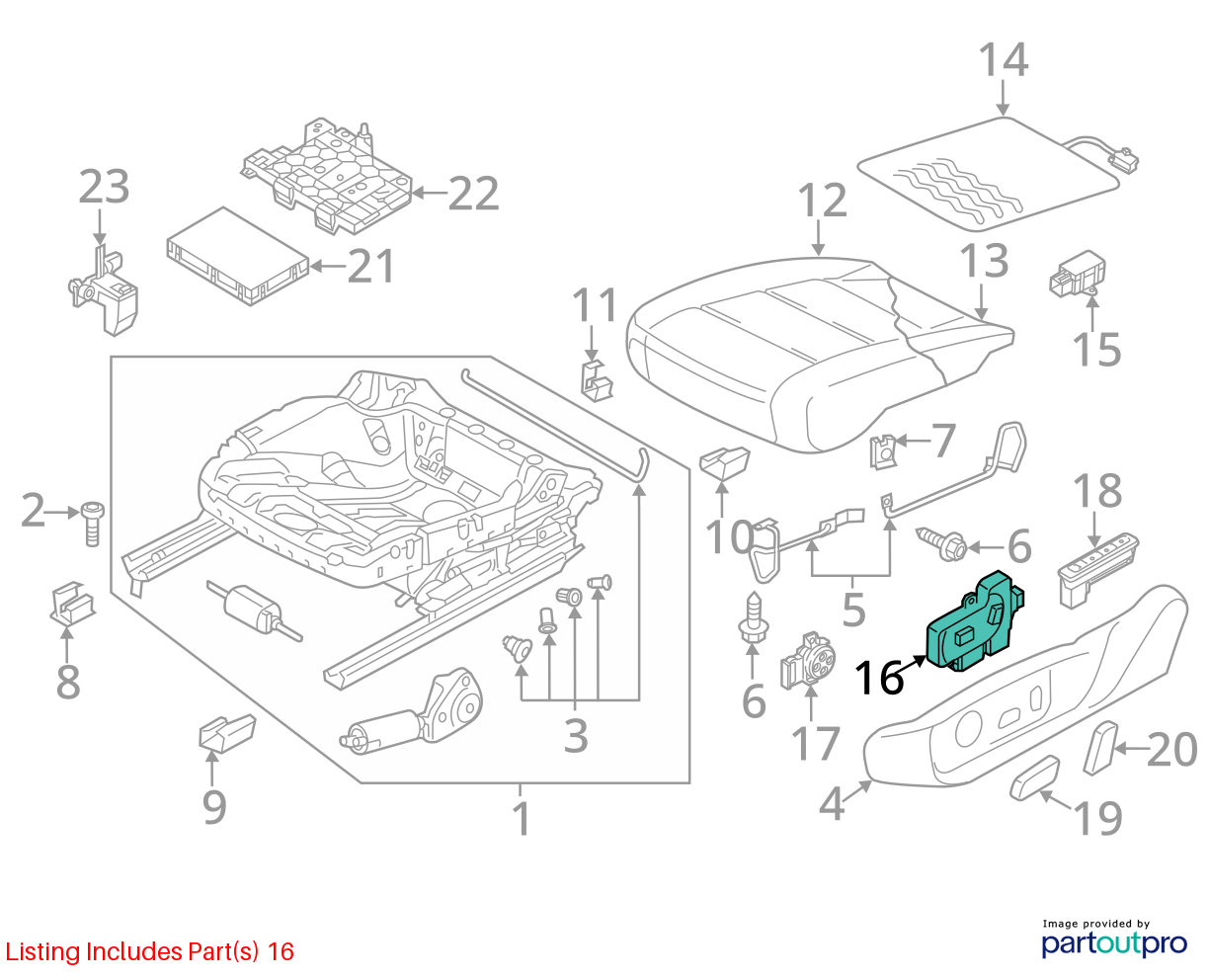 2012-2015 Volkswagen Passat Front Left Driver Seat Trim & Control Switch OEM