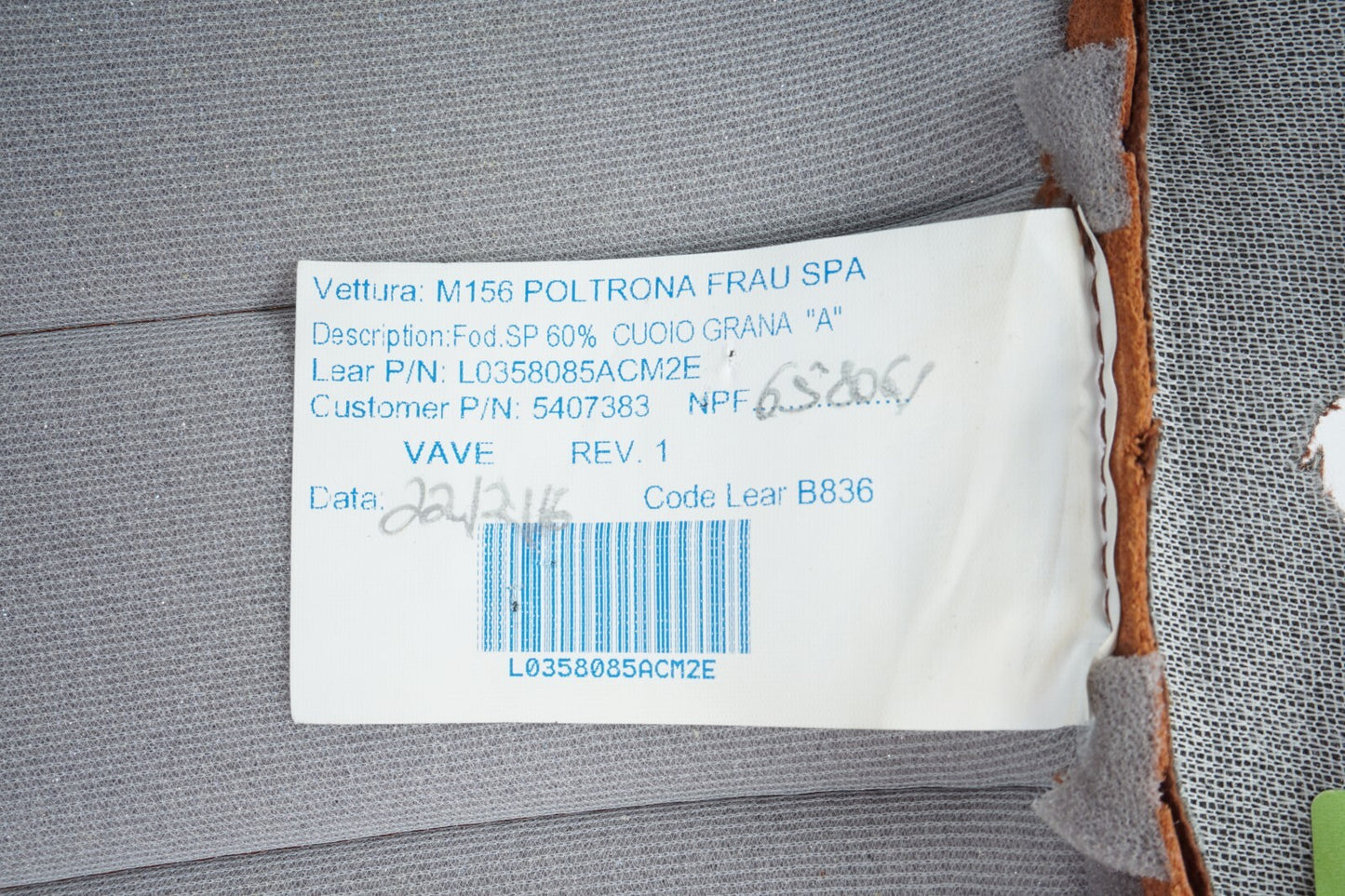 2014 - 2017 MASERATI QUATTROPORTE REAR RIGHT PASSENGER SIDE SEAT COVER OEM