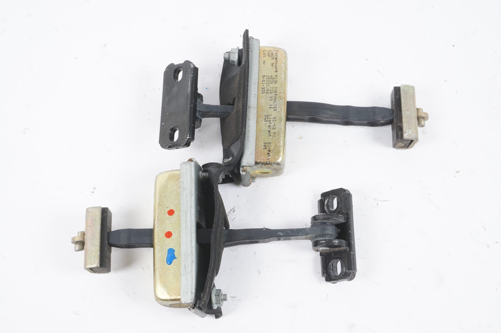 03-12 Mercedes R230 SL500 DOOR HINGE CHECK STRAP STOPPER SET OF 2 OEM