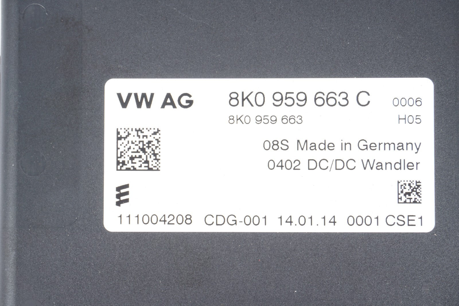 12-17 AUDI A8L A8 Voltage Stabilizer Regulator Module 8K0959663C OEM