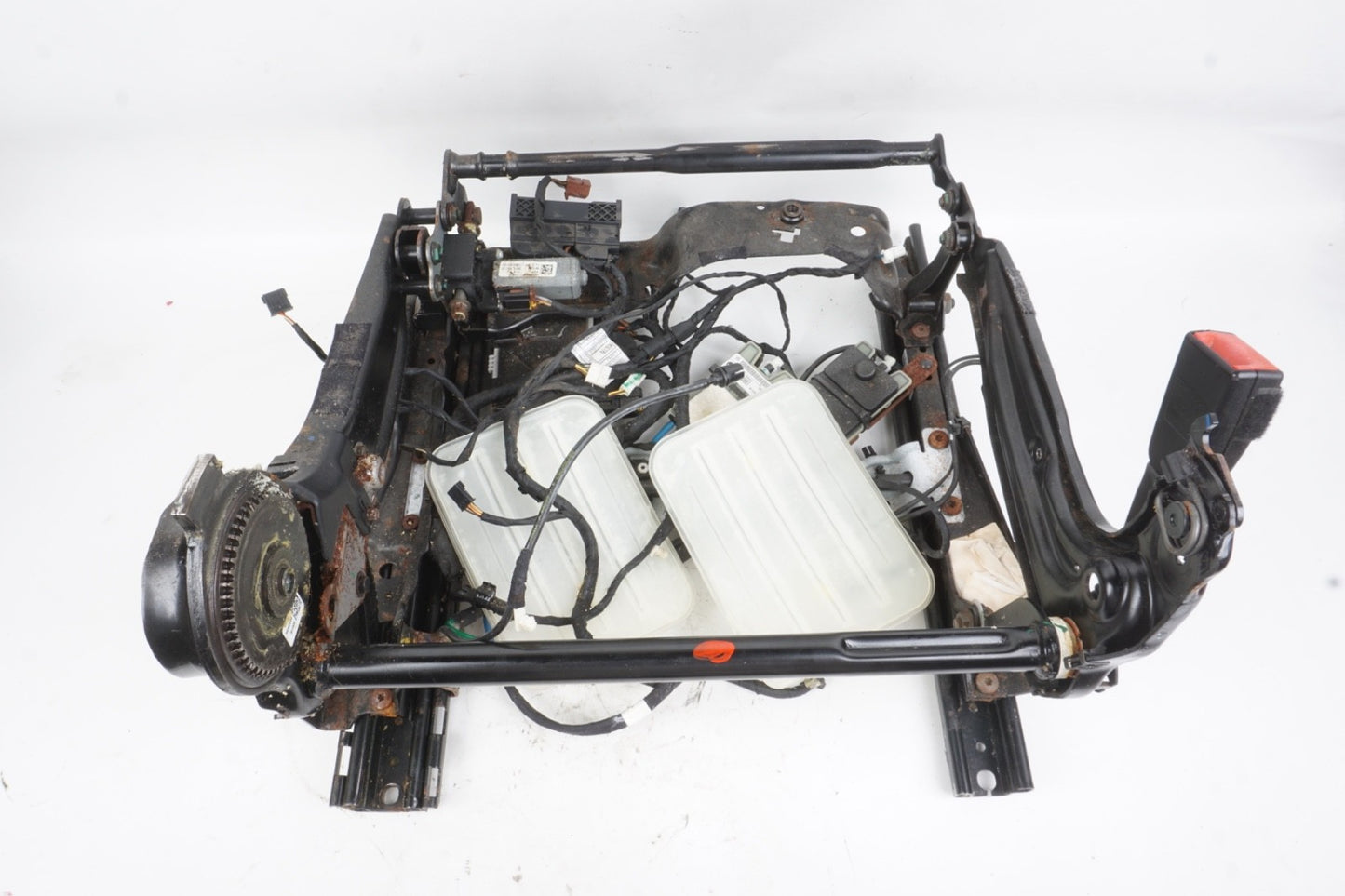 2012-2018 BMW 650i 640i F13 FRONT LEFT SIDE SEAT LOWER TRACK FRAME & MOTORS OEM