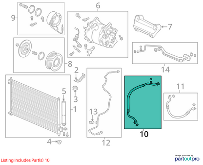 2019 - 2022 ACURA ILX 2.4L A/C AIR CONDITIONING SUCTION HOSE TUBE PIPE LINE OEM