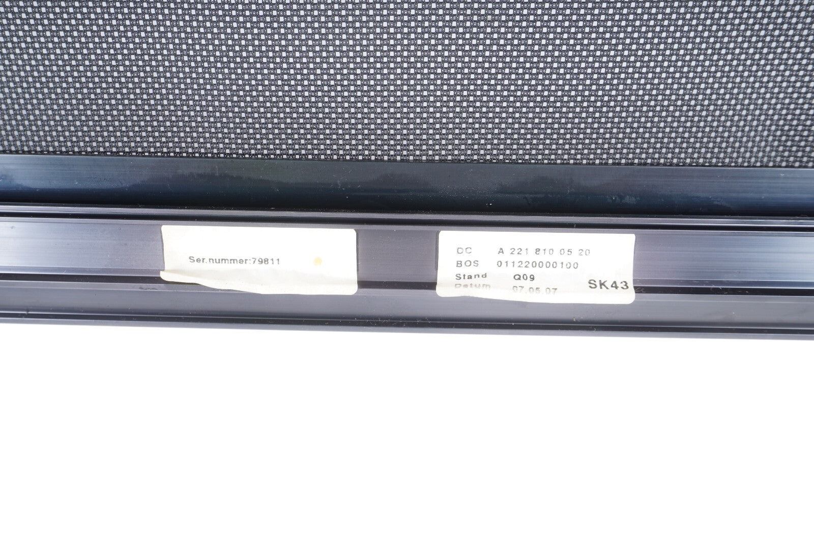 07-13 Mercedes W221 S550 S600 Rear Left Door Window Sun Shade Sunshade OEM