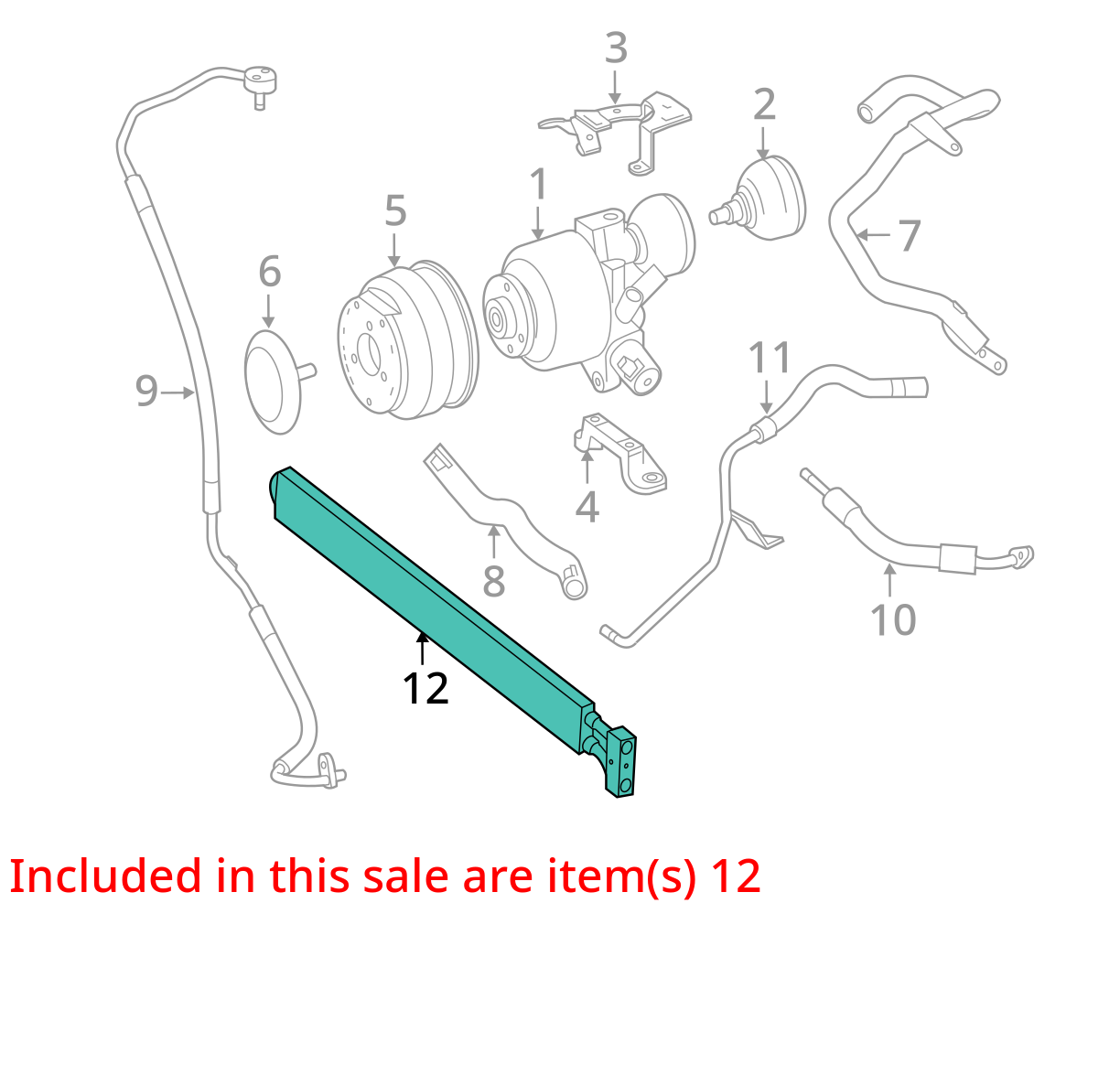 2003 - 2006 Mercedes R230 SL500 line, abc hydraulic hose w/oil cooler radiator