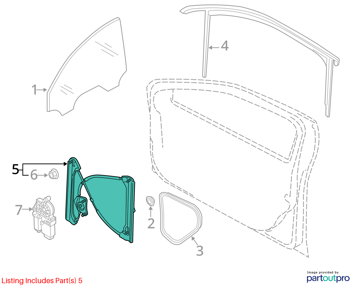 12-22 Volkswagen Passat Front Right Passenger Window Regulator & Motor OEM