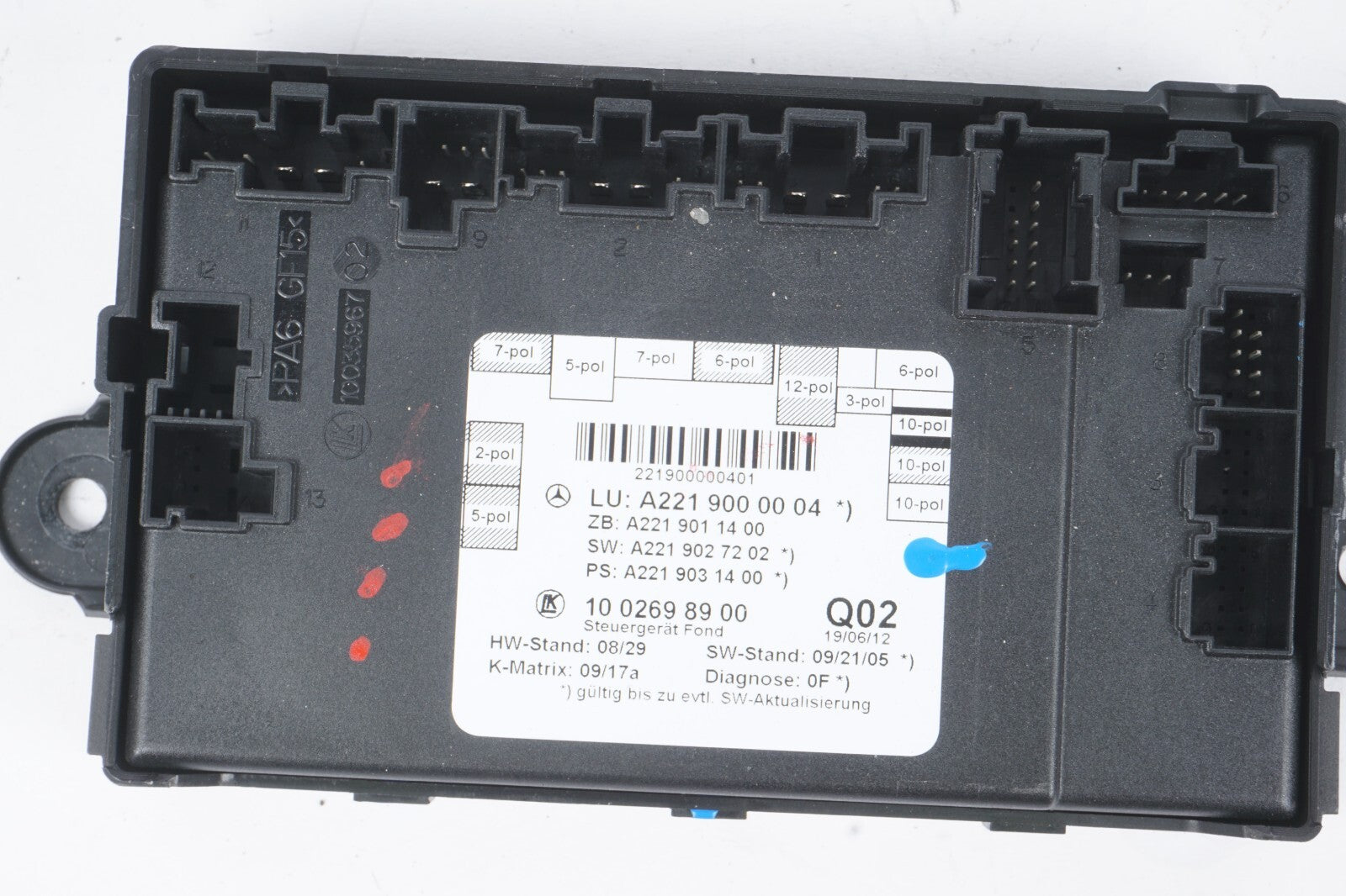 07-13 Mercedes W221 S550 S63 AMG Rear Door Control Module Right or Left Side OEM