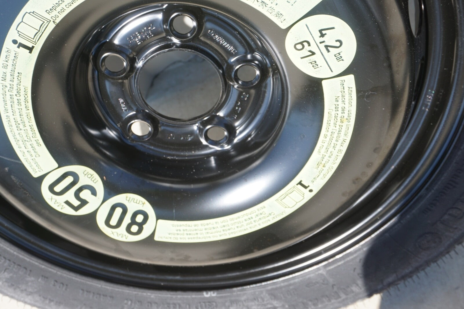 10-17 Mercedes W207 E350 C250 Coupe Donut Spare Tire Wheel Rim 135 80 17" OEM