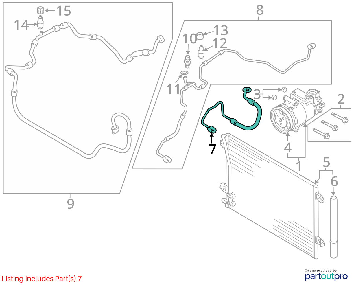 2014-2017 Volkswagen Passat 1.8L AC Refrigerant Discharge Hose 5C0820721S OEM