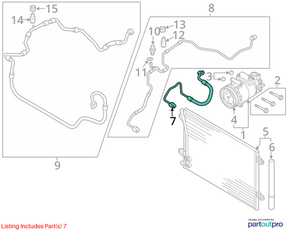 2014-2017 Volkswagen Passat 1.8L AC Refrigerant Discharge Hose 5C0820721S OEM