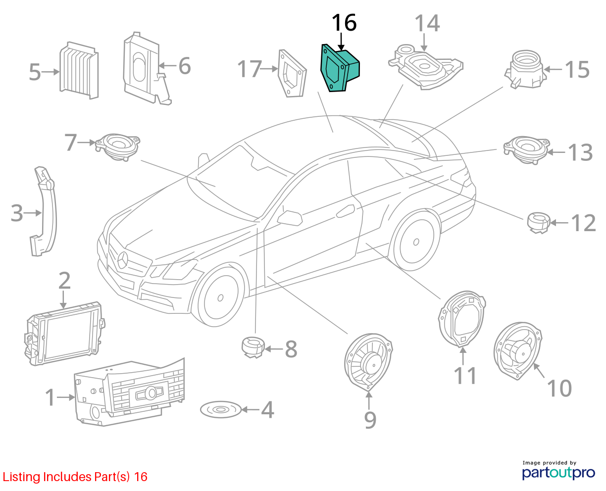 11-17 Mercedes W207 E550 E350 Convertible Logic7 Rear Subwoofer OEM