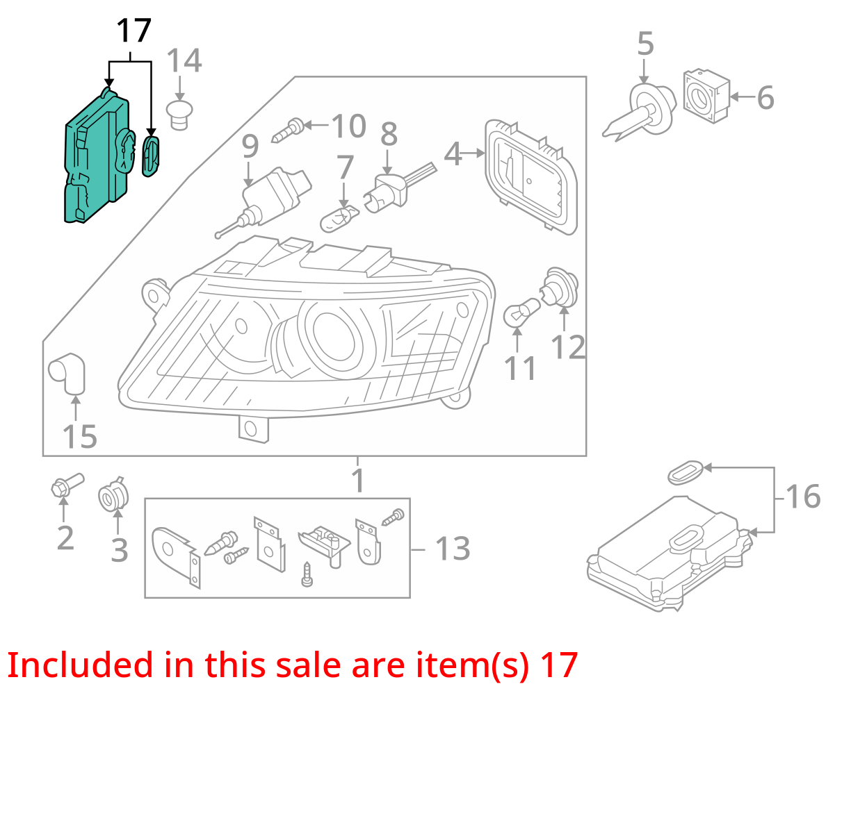 06-10 AUDI A8 A8L S8  HEADLIGHT RH RIGHT PASSENGER SIDE OEM !!!WATER DAMAGED!!!
