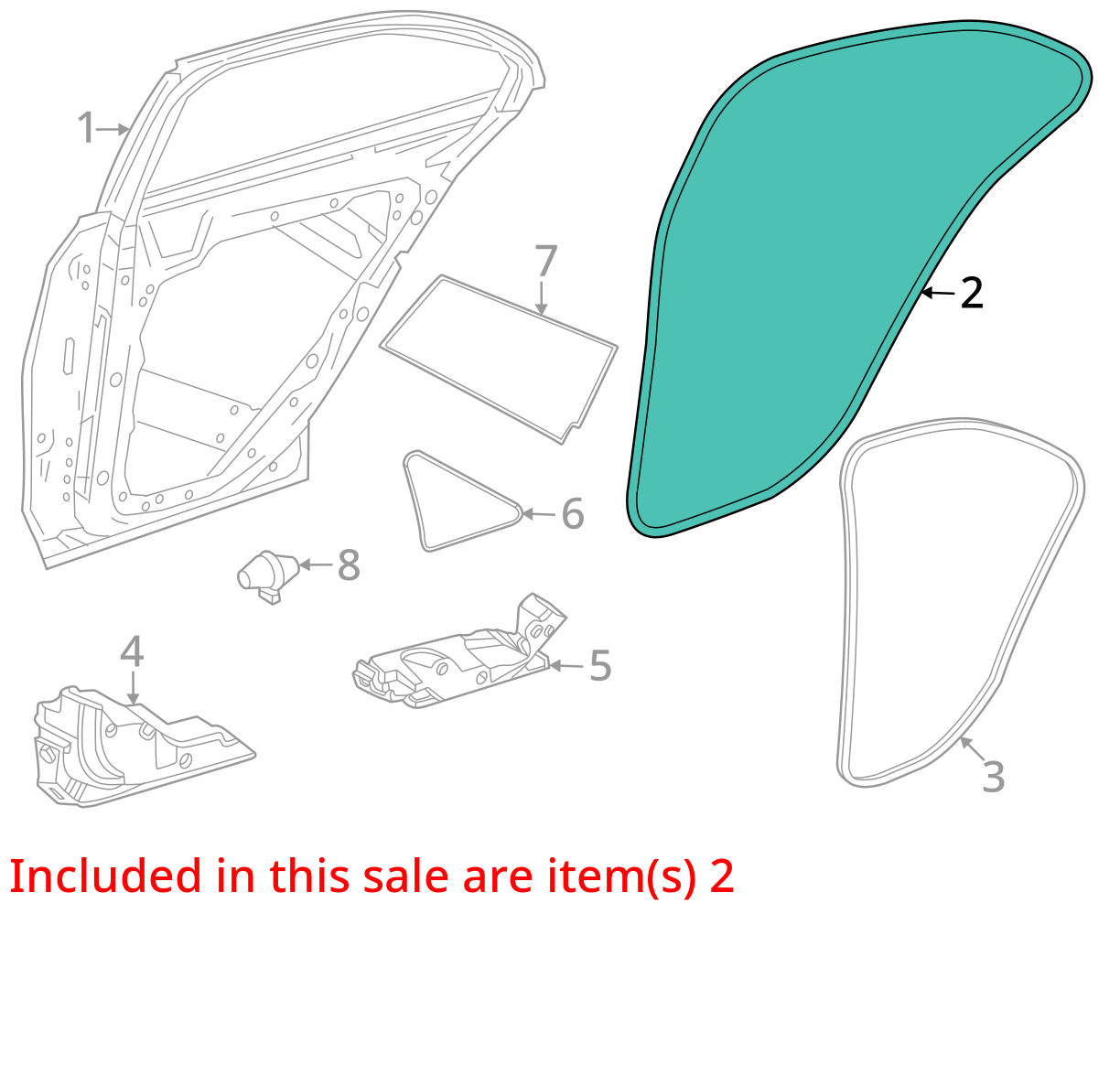 2022 - 2025 Mercedes Benz EQB350 EQB300 EQB250 Door Seal Rear Right