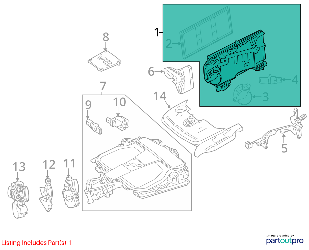 2012 - 2016 Mercedes-Benz E350 Air Cleaner Housing Box A2760901301 OEM