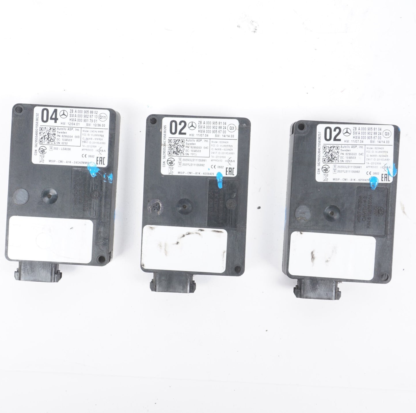 14-20 Mercedes S550 W222 Blind Spot Radar Distance Sensor Module Set of 3 OEM