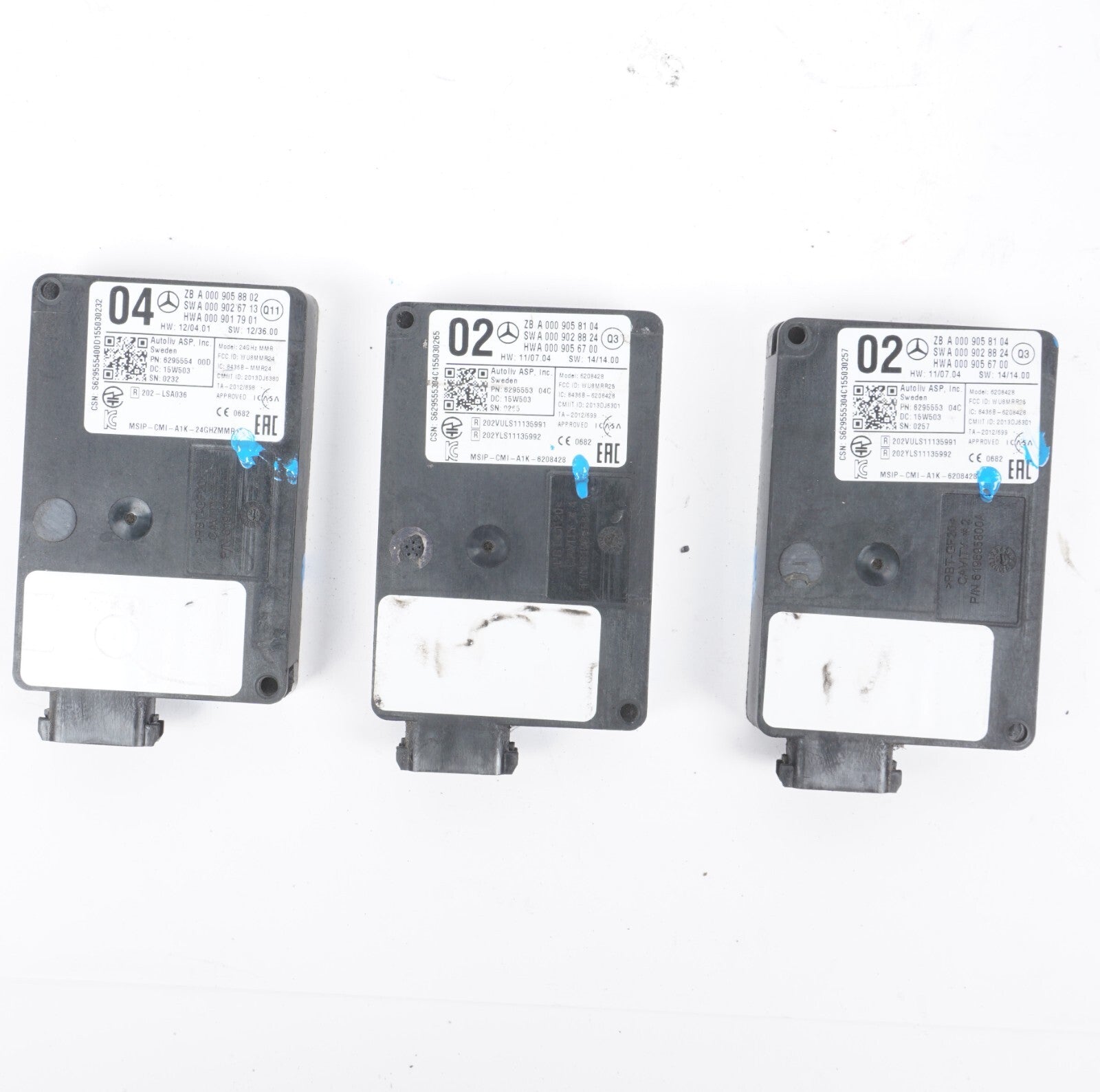 14-20 Mercedes S550 W222 Blind Spot Radar Distance Sensor Module Set of 3 OEM
