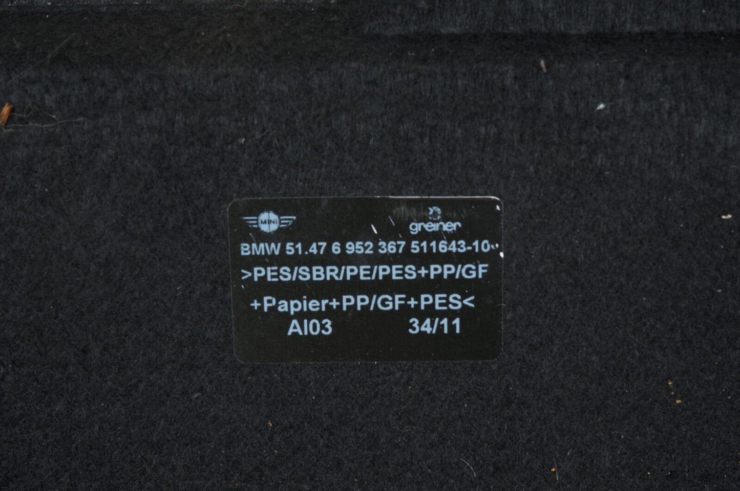 2009 Mini Cooper S Clubman R55 Trunk Floor Panel 51476952367