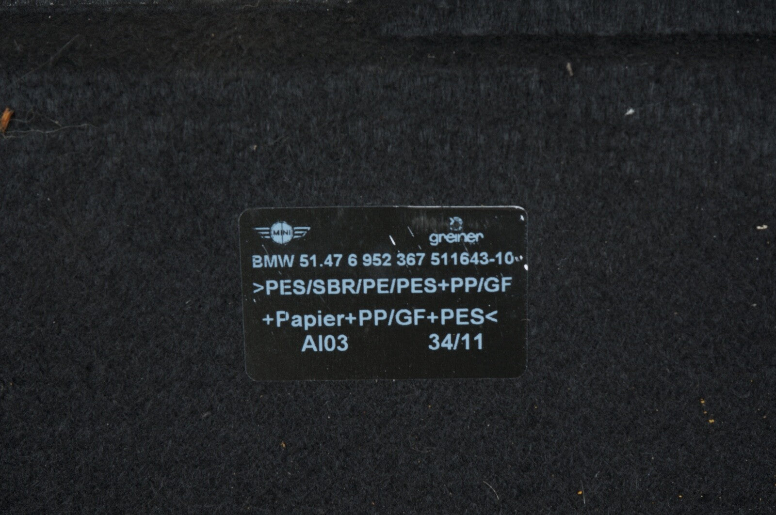 2009 Mini Cooper S Clubman R55 Trunk Floor Panel 51476952367