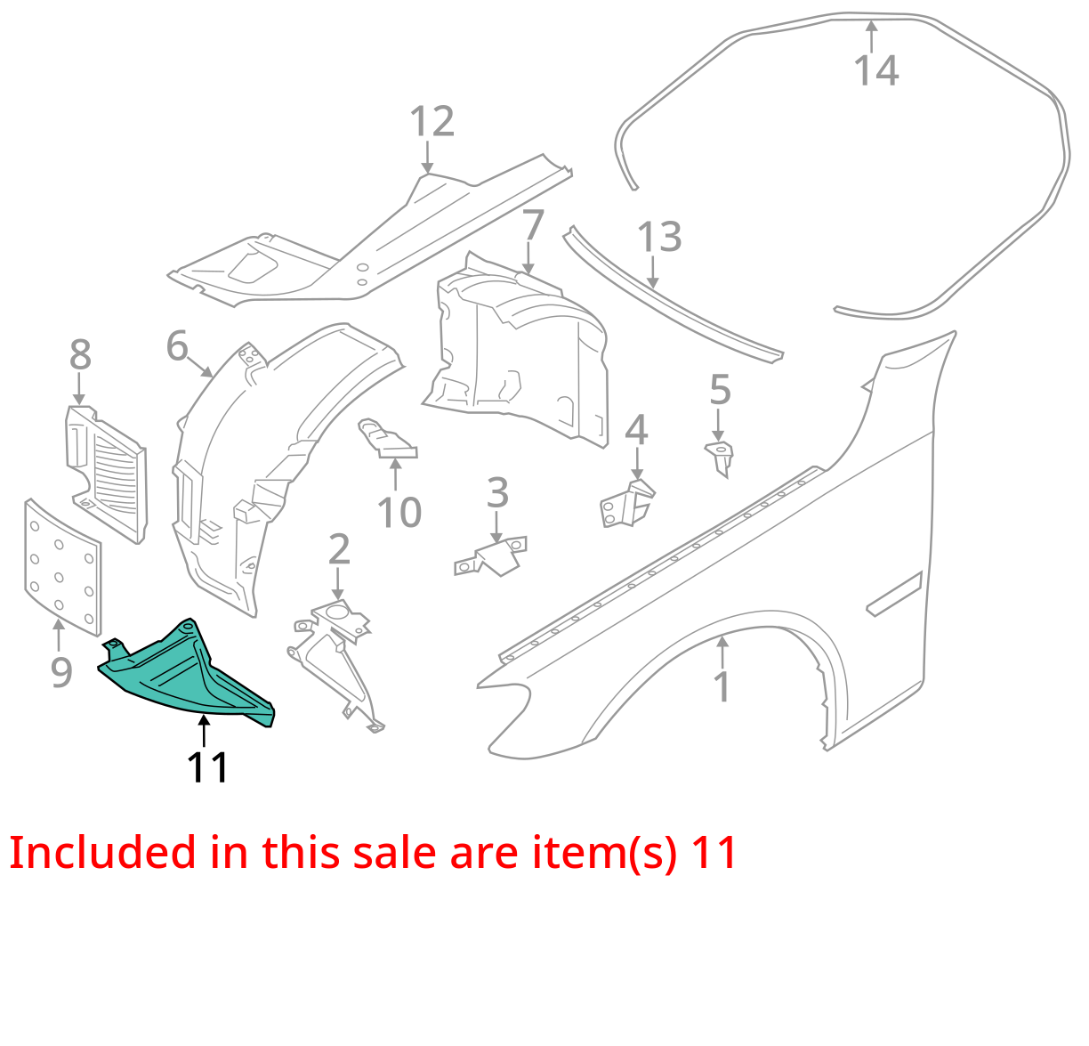 2009 - 2015 BMW F01 F02 F04 WHEELARCH TRIM FRONT BOTTOM LEFT 51757898891