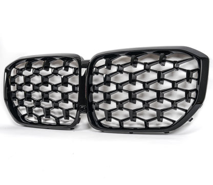 For 2019 - 2022 BMW X5 G05 Diamond Glossy Black Front Bumper Mesh Grille Grill