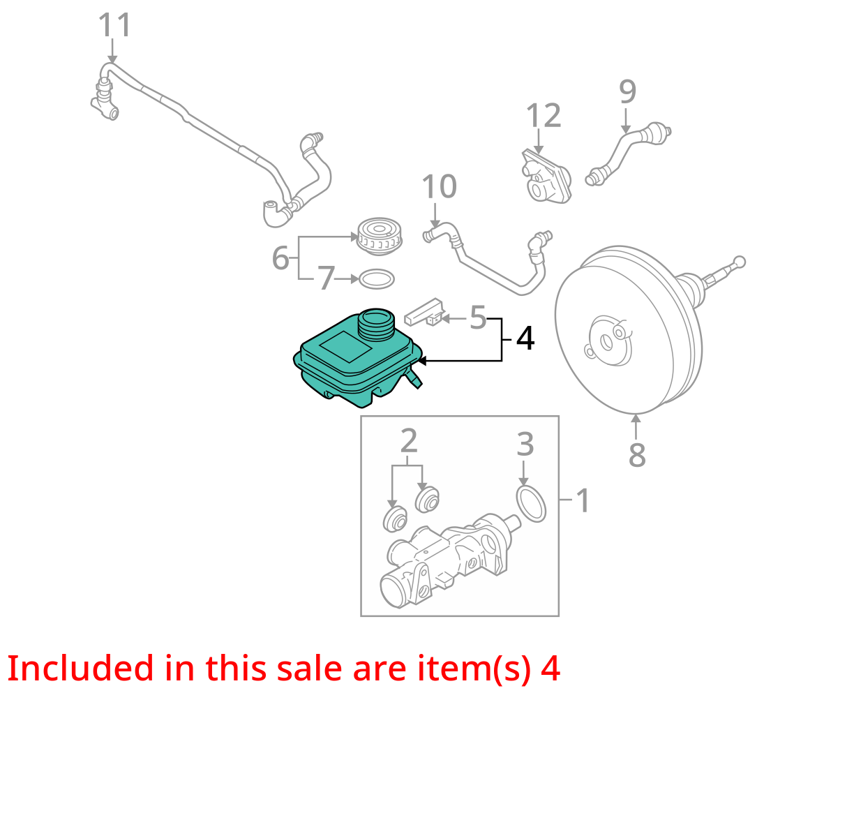 2008-15 Audi A8 S8 D3 BRAKE FLUID RESERVOIR 4E0611301A OEM