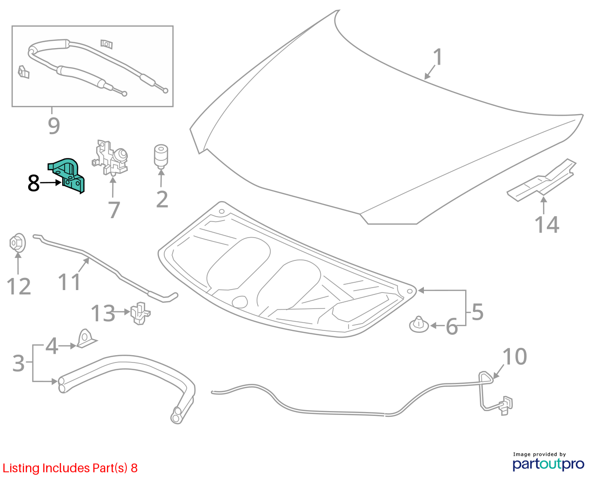 2019 - 2022 Acura ILX Hood Latch Lock Safety Catch 74125-TZ5-A01 OEM