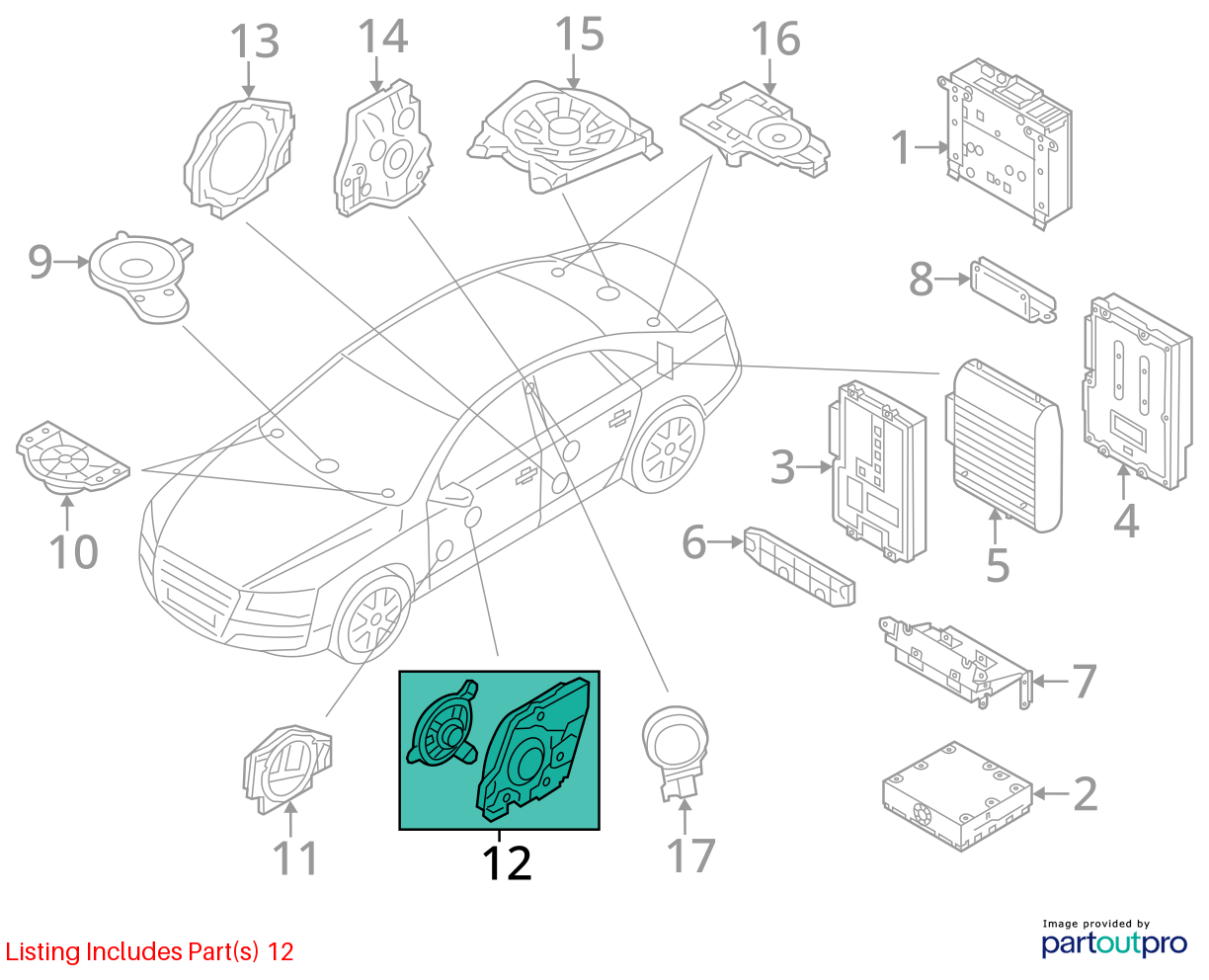 2011-2017 Audi D4 A8 A8L Front Door Speaker Bang & Olufsen Left & Right OEM
