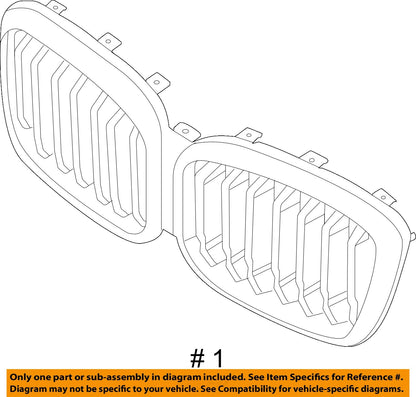For 22-23 BMW G01 LCI X3 Shadowline Gloss BLACK FRONT GRILLE  51135A1AC56