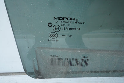 17-20 CHRYSLER PACIFICA REAR DOOR WINDOW GLASS RIGHT PASSENGER SIDE  OEM