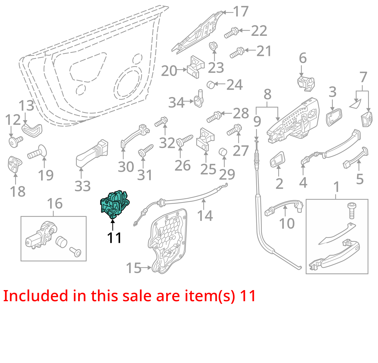2012 - 2017 Audi 4G A7 Rear Right Door Lock Latch Actuator 4G0839016A Oem