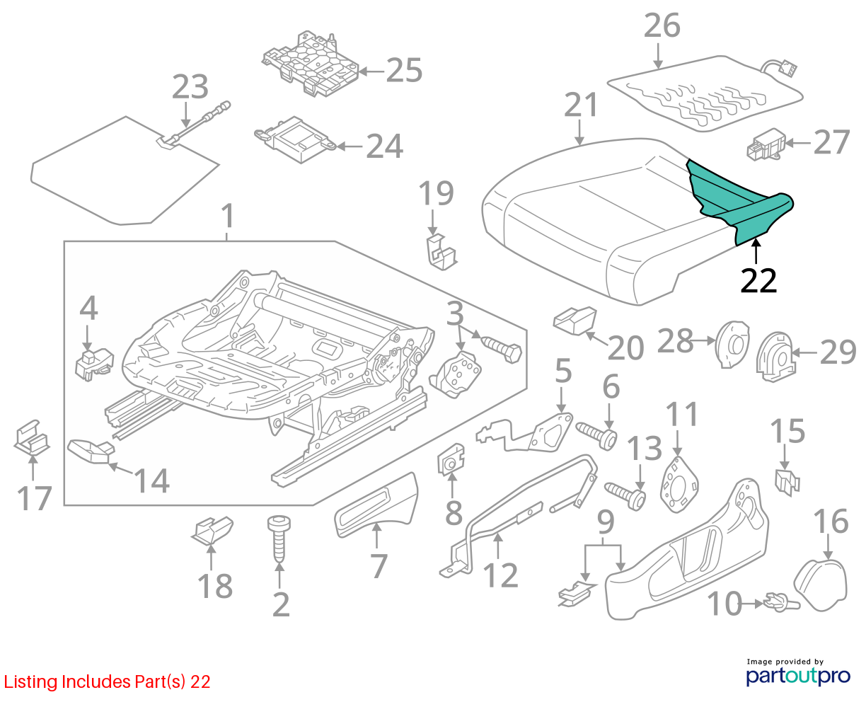 2012-2015 Volkswagen Passat Front Right Passenger Seat Cushion Bottom Lower OEM