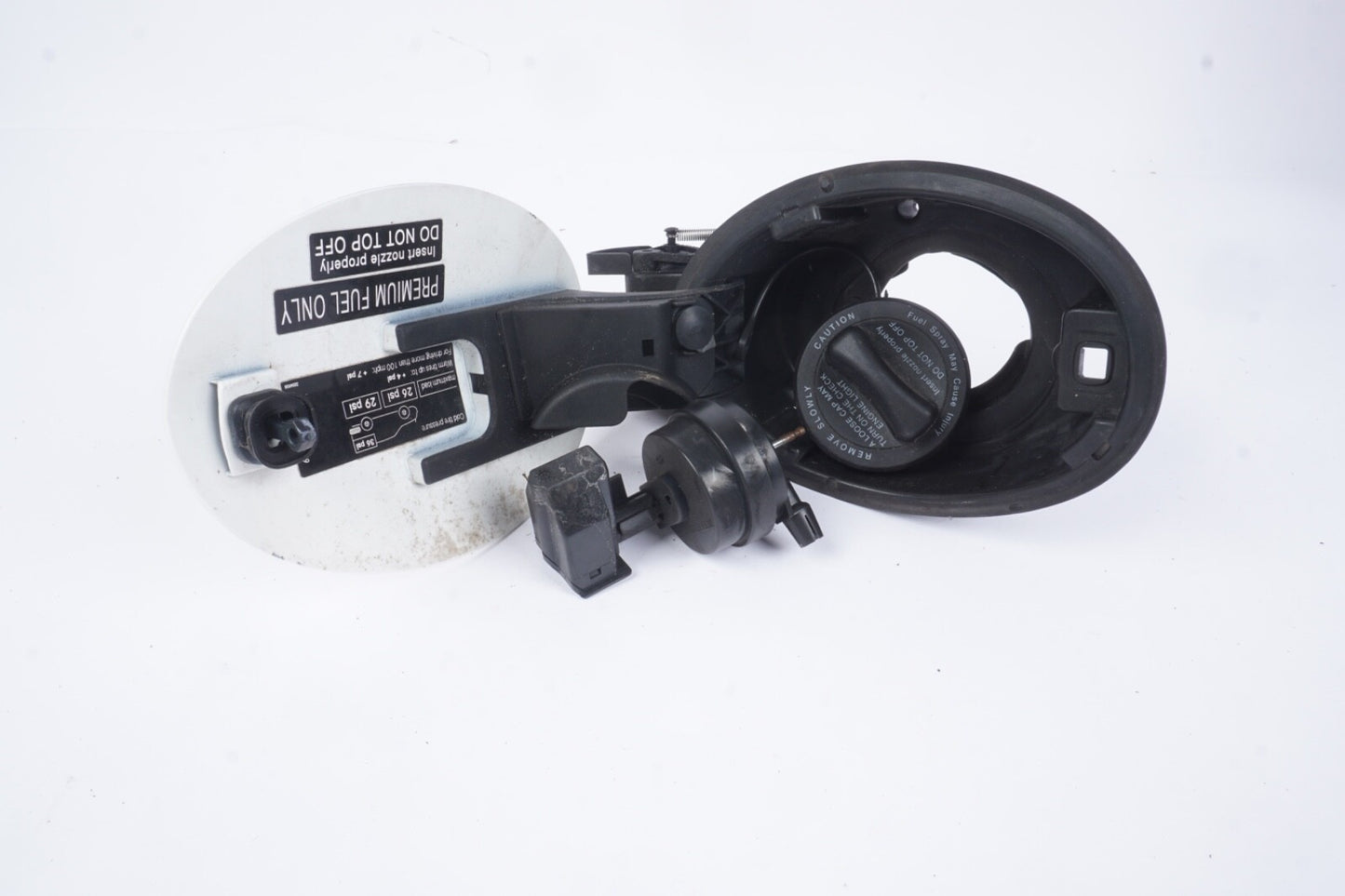 03-06 MERCEDES R230 FUEL TANK FILLER DOOR LID COVER ACTUATOR HOUSING SET OEM