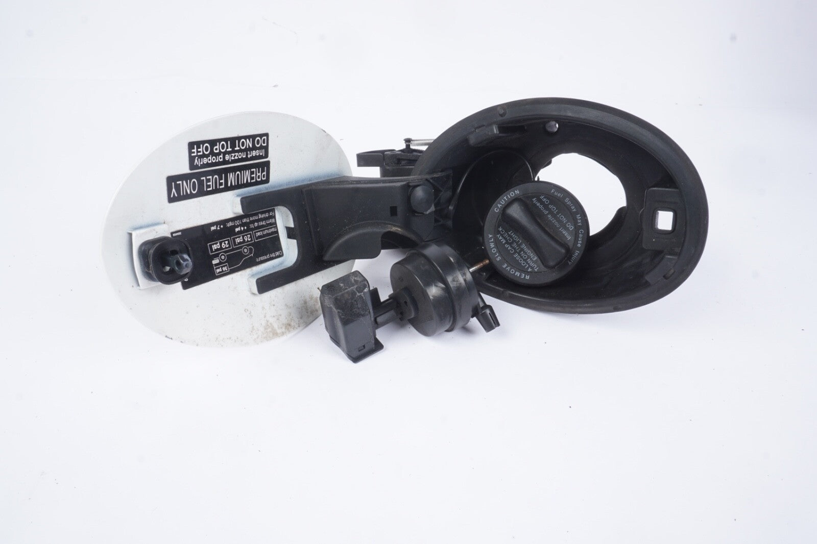 03-06 MERCEDES R230 FUEL TANK FILLER DOOR LID COVER ACTUATOR HOUSING SET OEM