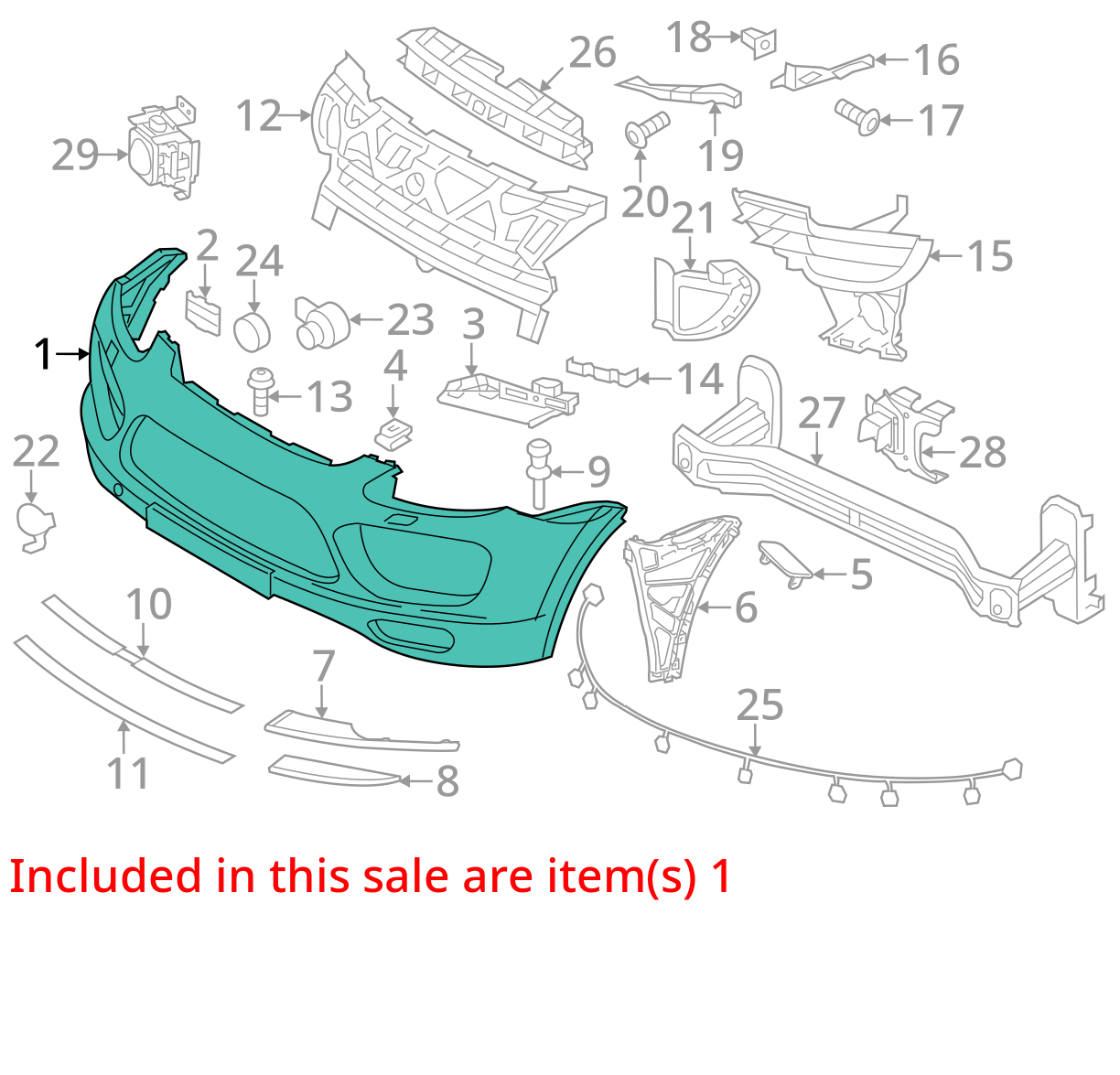 11-14 Porsche Cayenne 958 Front Bumper Cover 95850522131 HAS BAMAGE