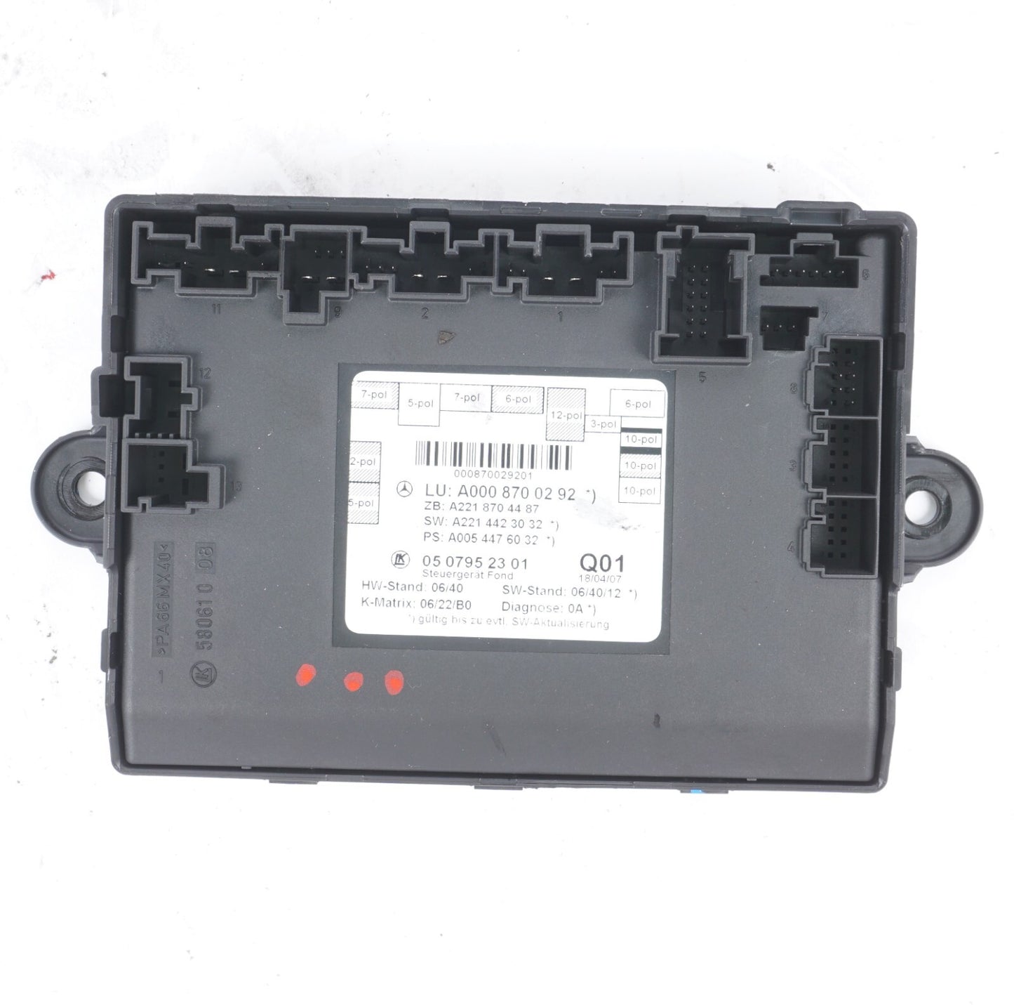 07-13 Mercedes W221 S550 S600 Rear Left Driver Side Door Control Module OEM
