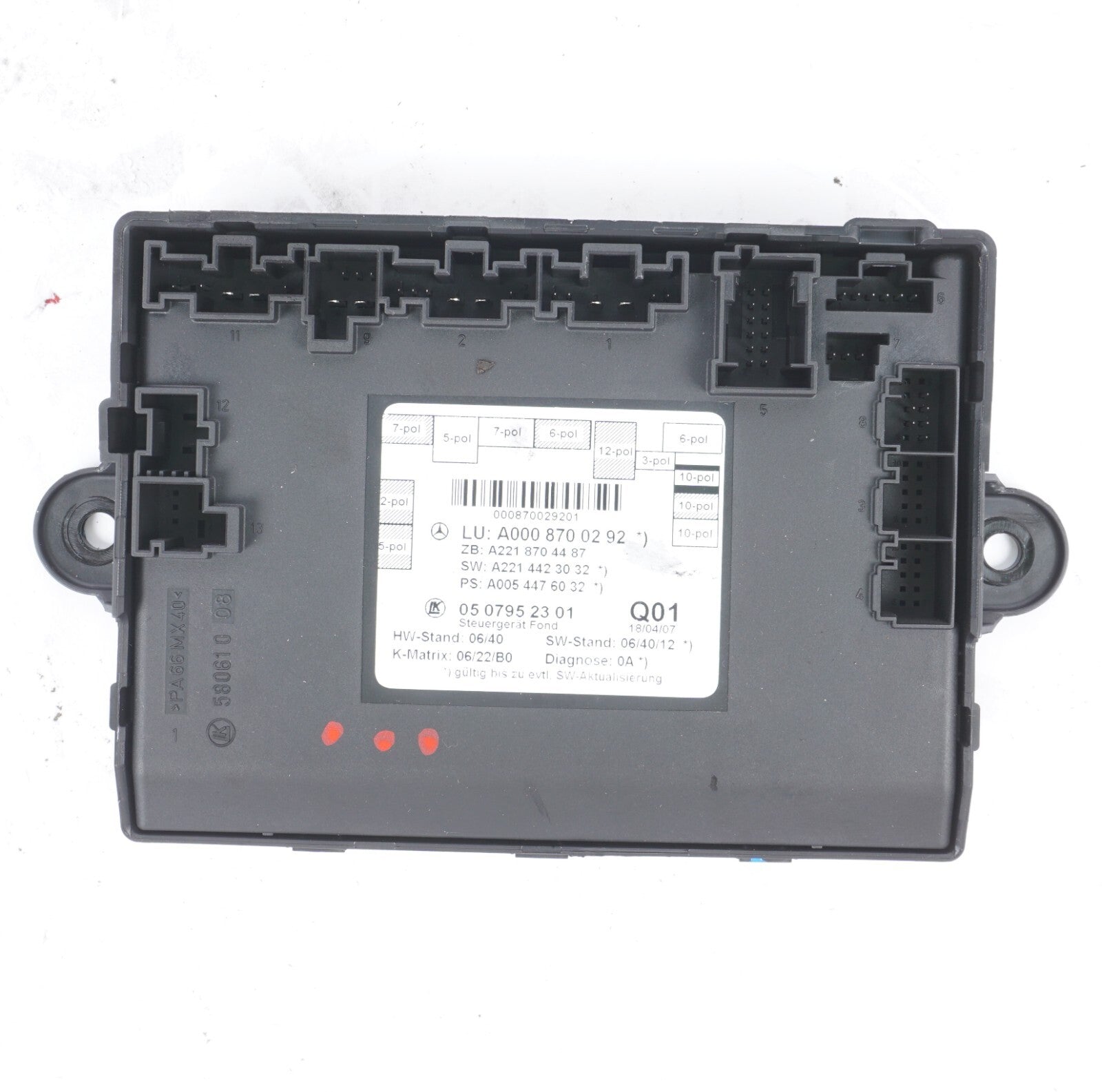 07-13 Mercedes W221 S550 S600 Rear Left Driver Side Door Control Module OEM
