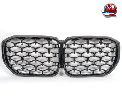 For 2019 - 2022 BMW X5 G05 Diamond Glossy Black Front Bumper Mesh Grille Grill