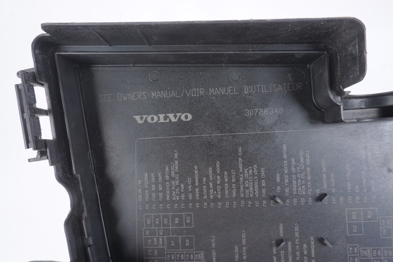 2008-2012 Volvo V50 C30 C70 Fuse Relay Upper Cover 30728348 used oem