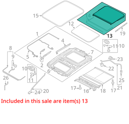 2011-2018 AUDI A8 (D4 4H) LWB - REAR PANORAMIC SUNROOF SUN ROOF GLASS WINDOW