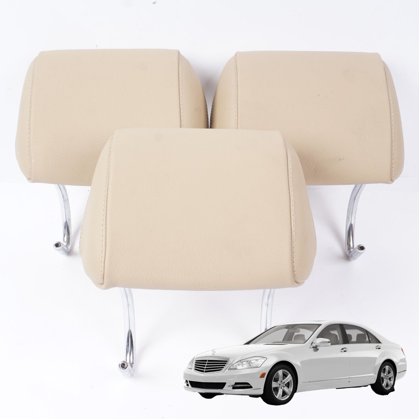 2007-2013 Mercedes W221 S550 Rear Seat Headrest Set Of 3 OEM