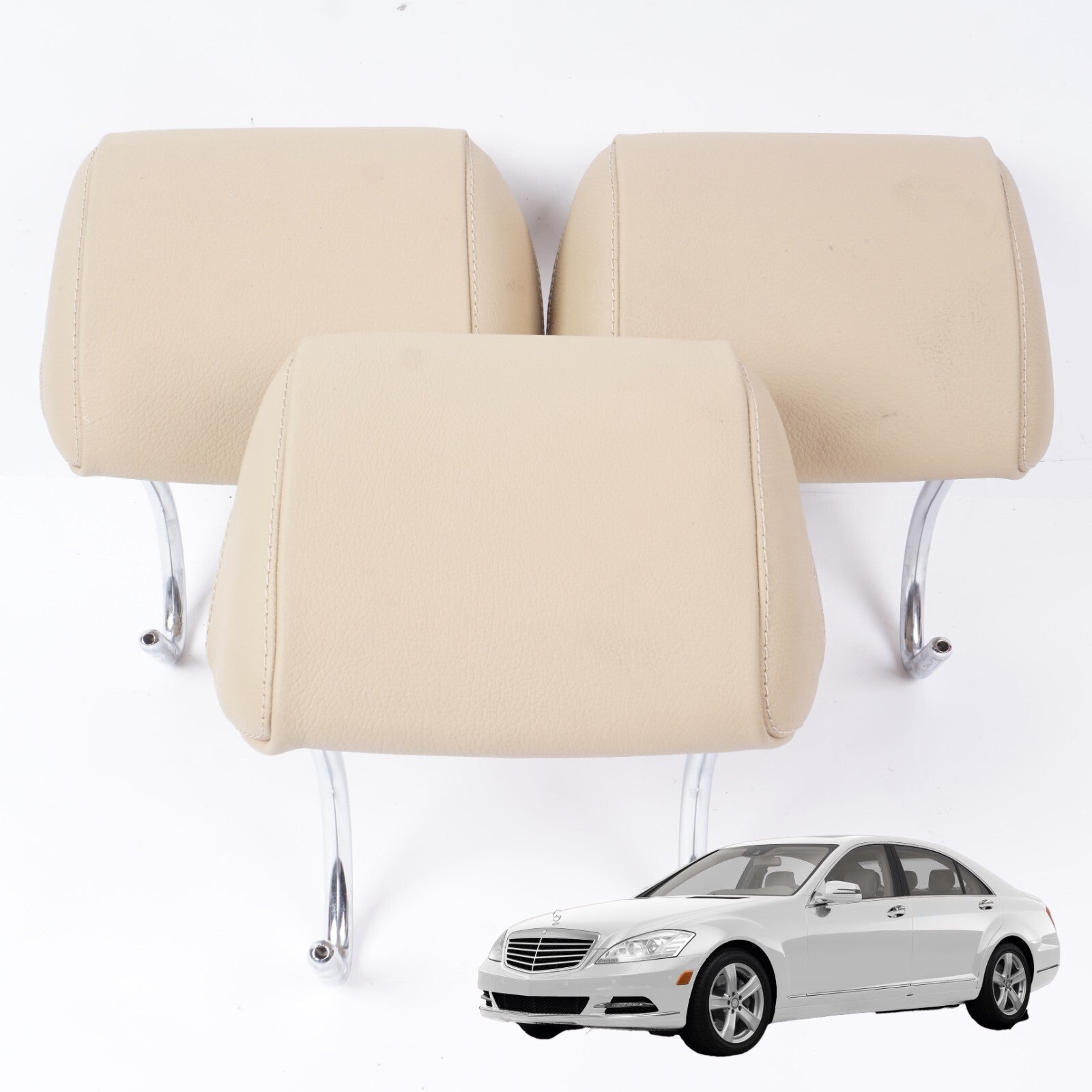 2007-2013 Mercedes W221 S550 Rear Seat Headrest Set Of 3 OEM