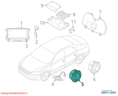 2012 - 2022 Volkswagen Passat Door Speaker Set Of 3 OEM