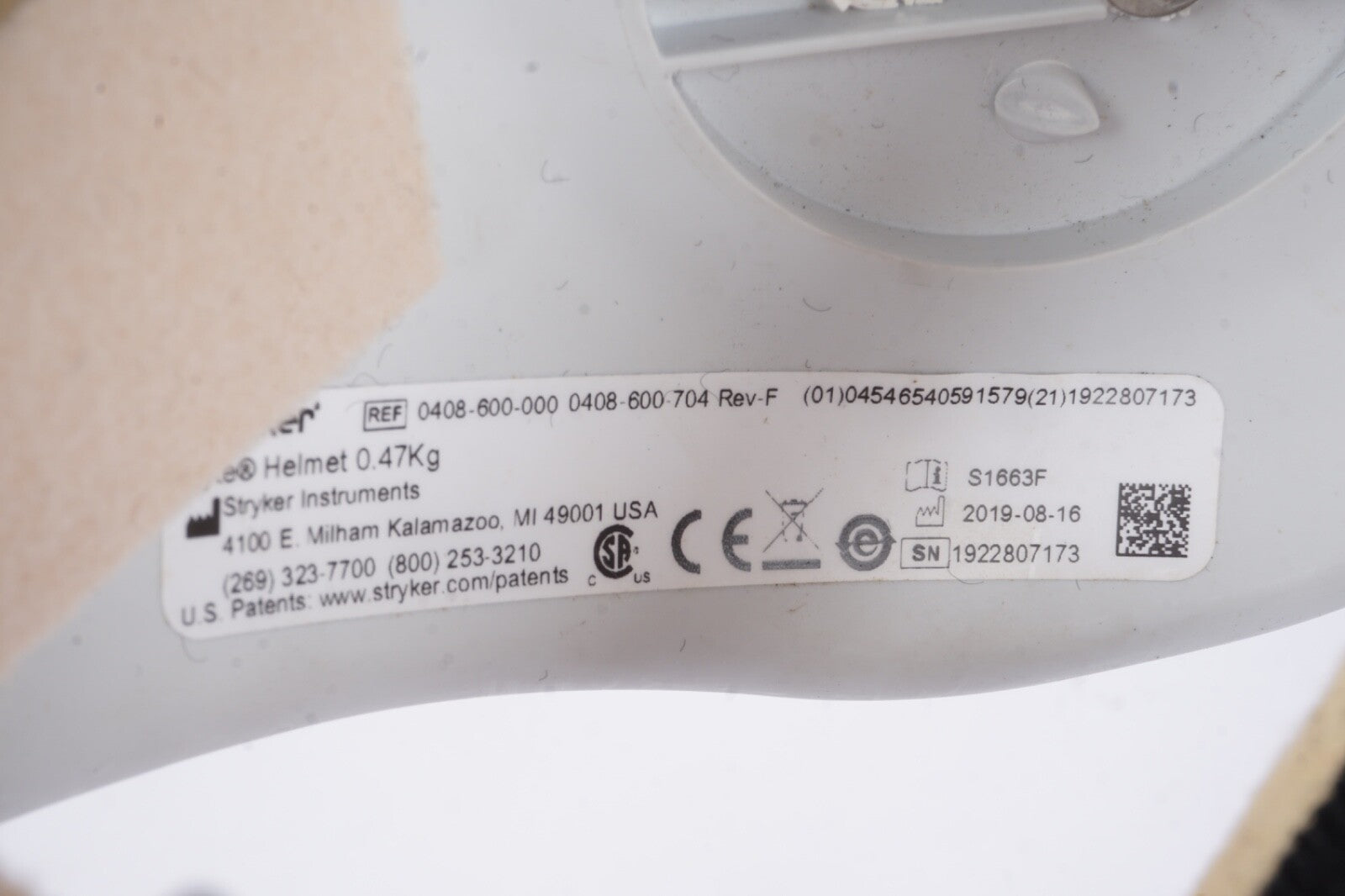 Stryker 0408-600-000 Flyte helmet sold as pictured. No power cable