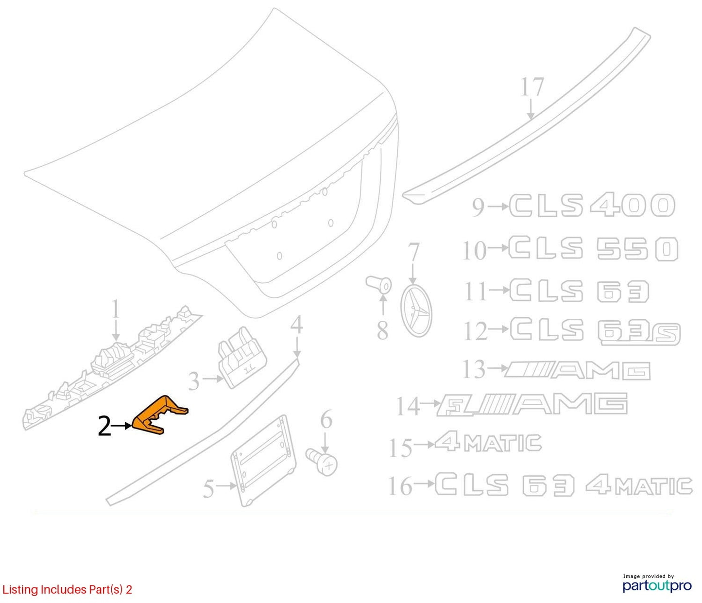 2010 - 2017 Mercedes E550 E350 Convertible Trunk Lid Tailgate Handle Trim OEM