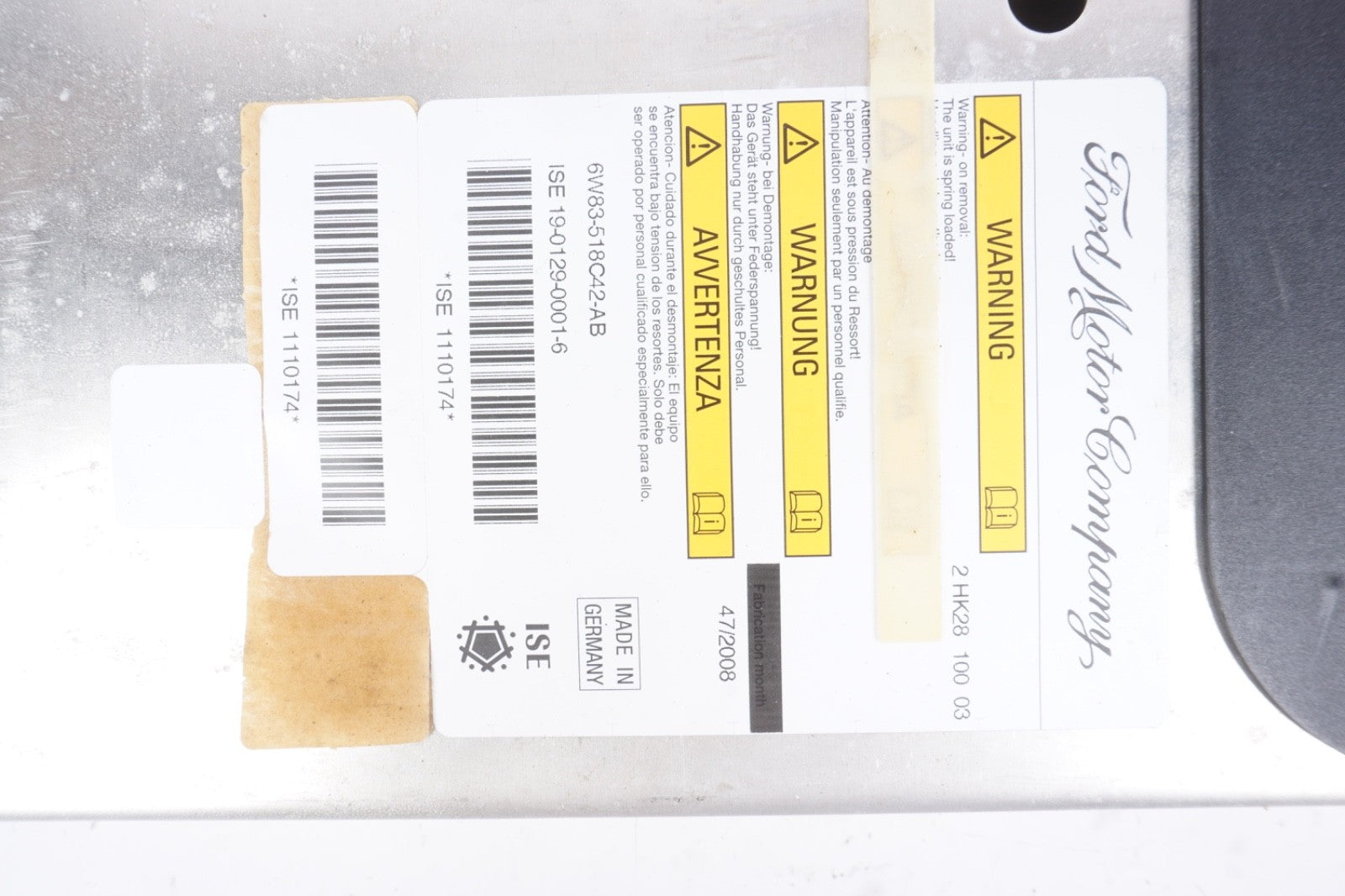 2006 - 2013 Volvo C70 Right Side Rear Roll Over Protection Bar Oem