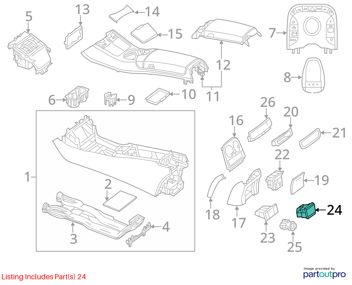 12-19 Mercedes X166 ML350 GL550 Trunk Quarter Panel Power Outlet OEM