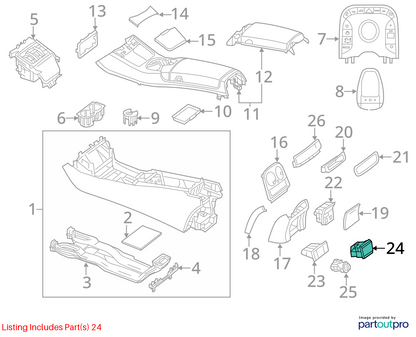 12-19 Mercedes X166 ML350 GL550 Trunk Quarter Panel Power Outlet OEM