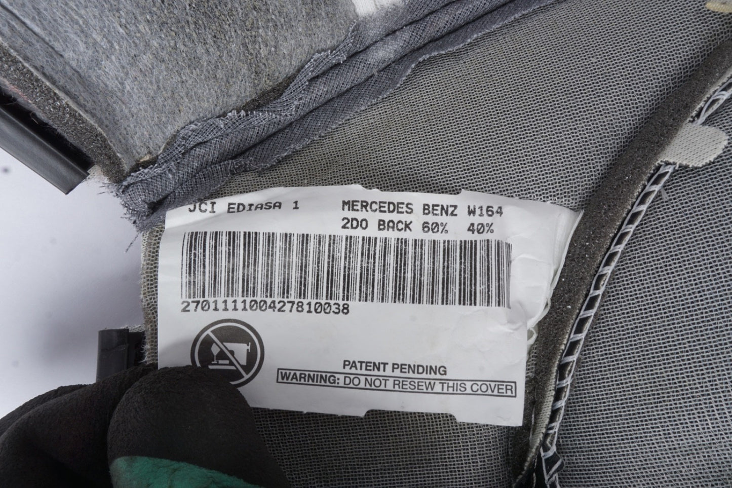 06-11 Mercedes ML350 ML500 REAR LEFT DRIVER SIDE SEAT BACK COVER UPPER OEM