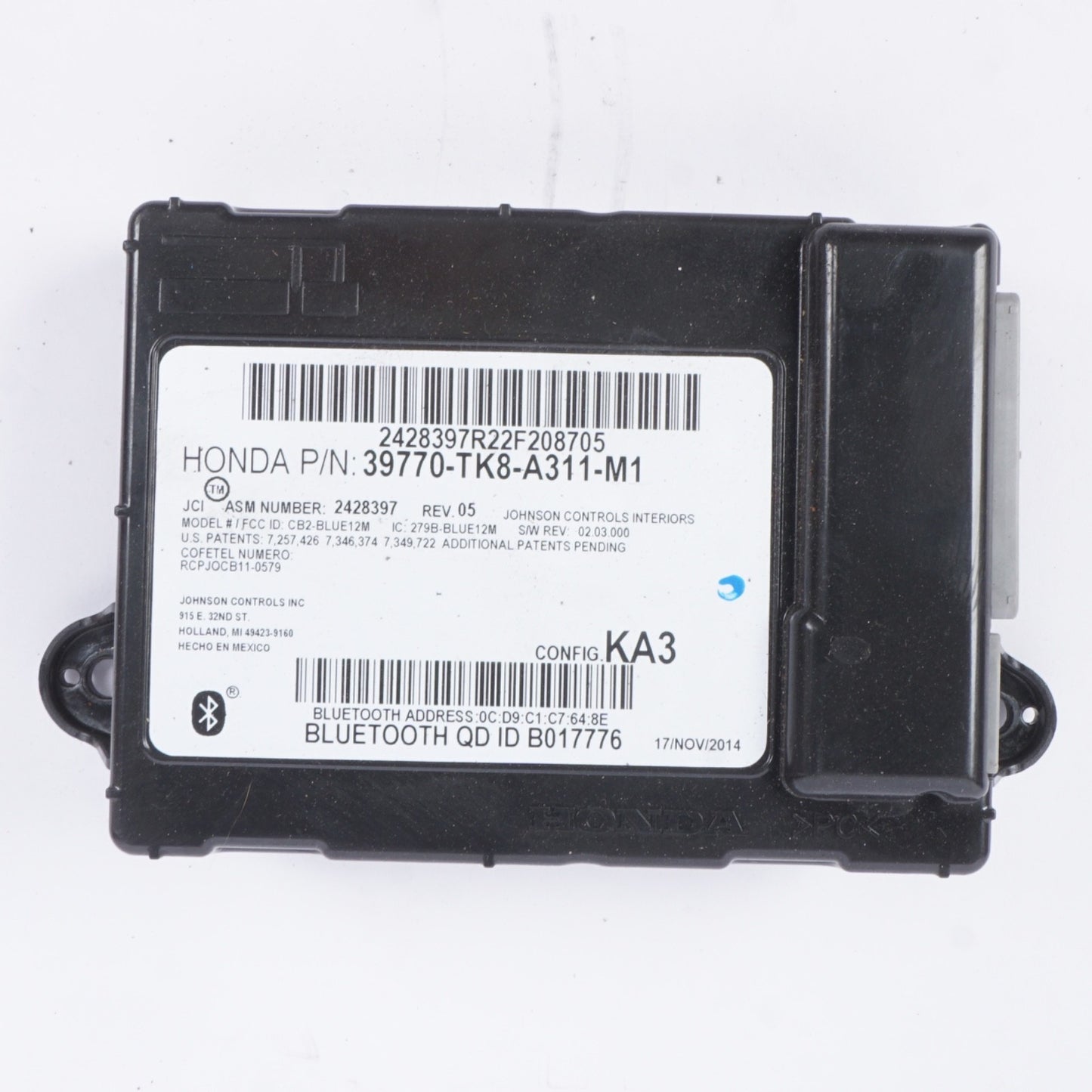 14-17 HONDA ODYSSEY BLUETOOTH COMMUNICATION CONTROL MODULE OEM,39770-TK8-A311-M1