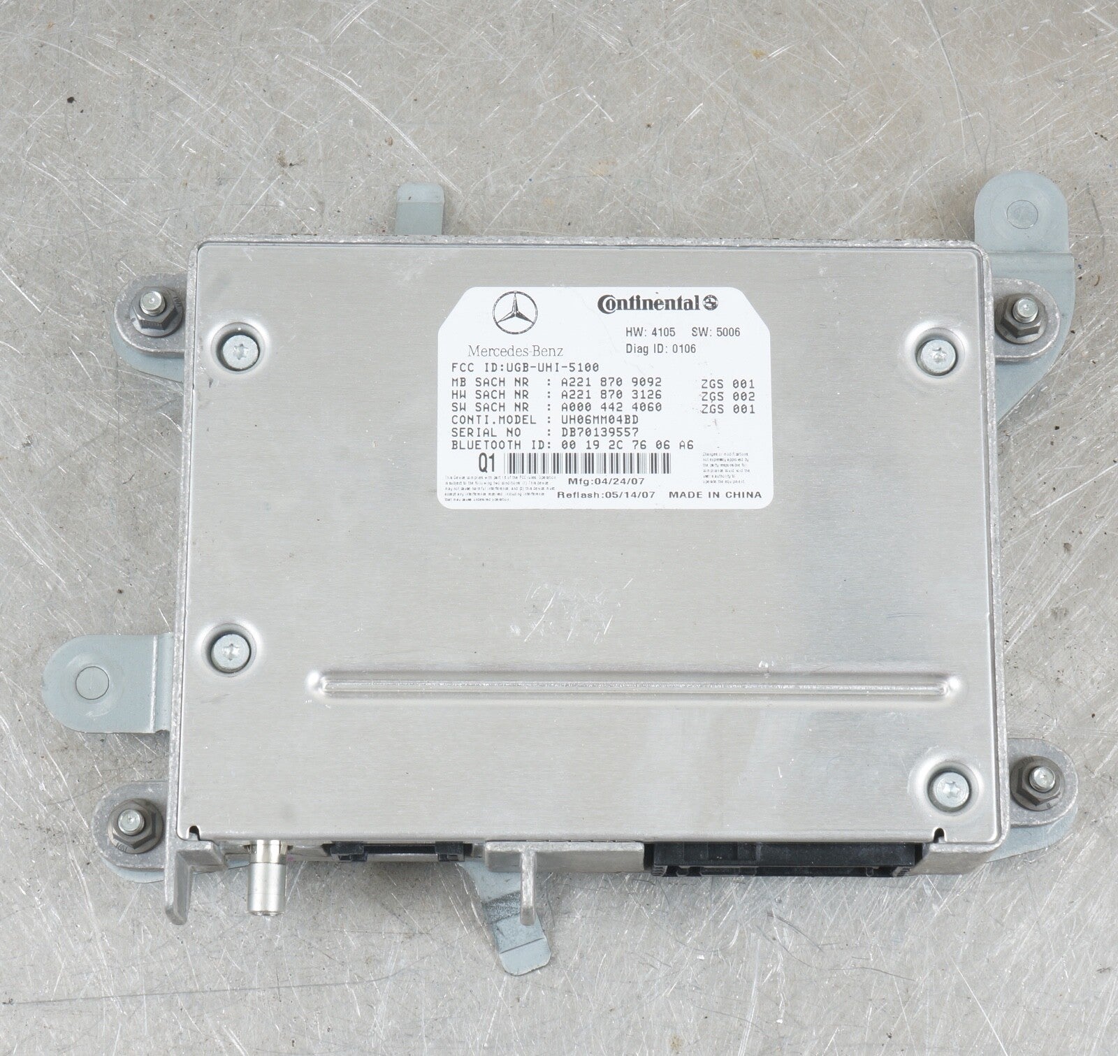 07-10 Mercedes W221 S550 CL550 Bluetooth Communication Controller Module Unit