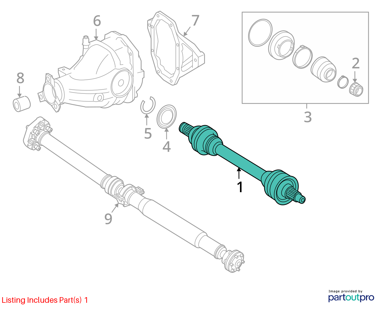 2013 - 2016 Mercedes Benz X166 GL450 Rear Right Driver Side Axle Shaft OEM
